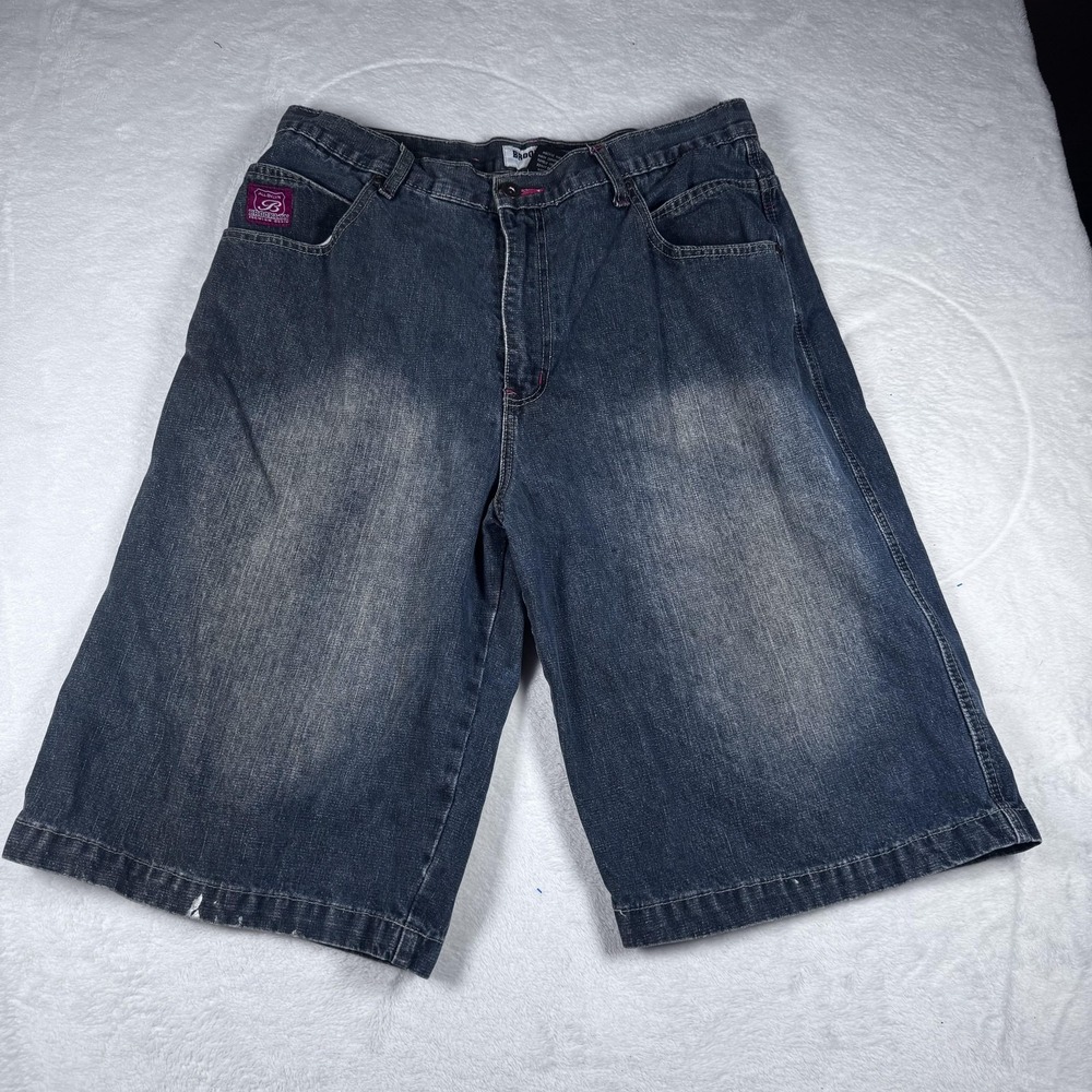 Brooklyn‎ Xpress Shorts Mens 34 Blue Denim Bermuda Relaxed Fit Baggy Streetwear